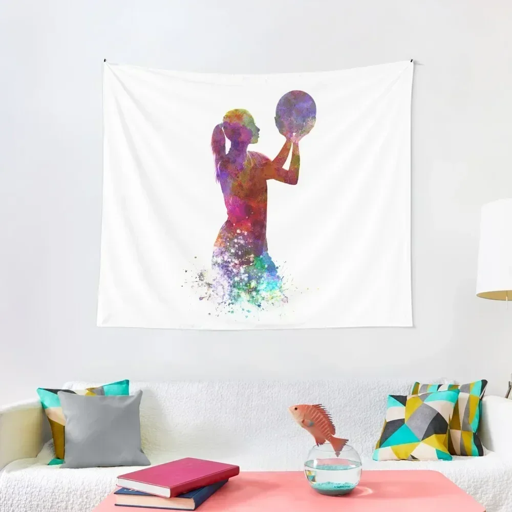 

Young woman basketball player 03 in watercolor Tapestry Aesthetic Room Decor Korean Wall Decor Carpet Wall Tapestry