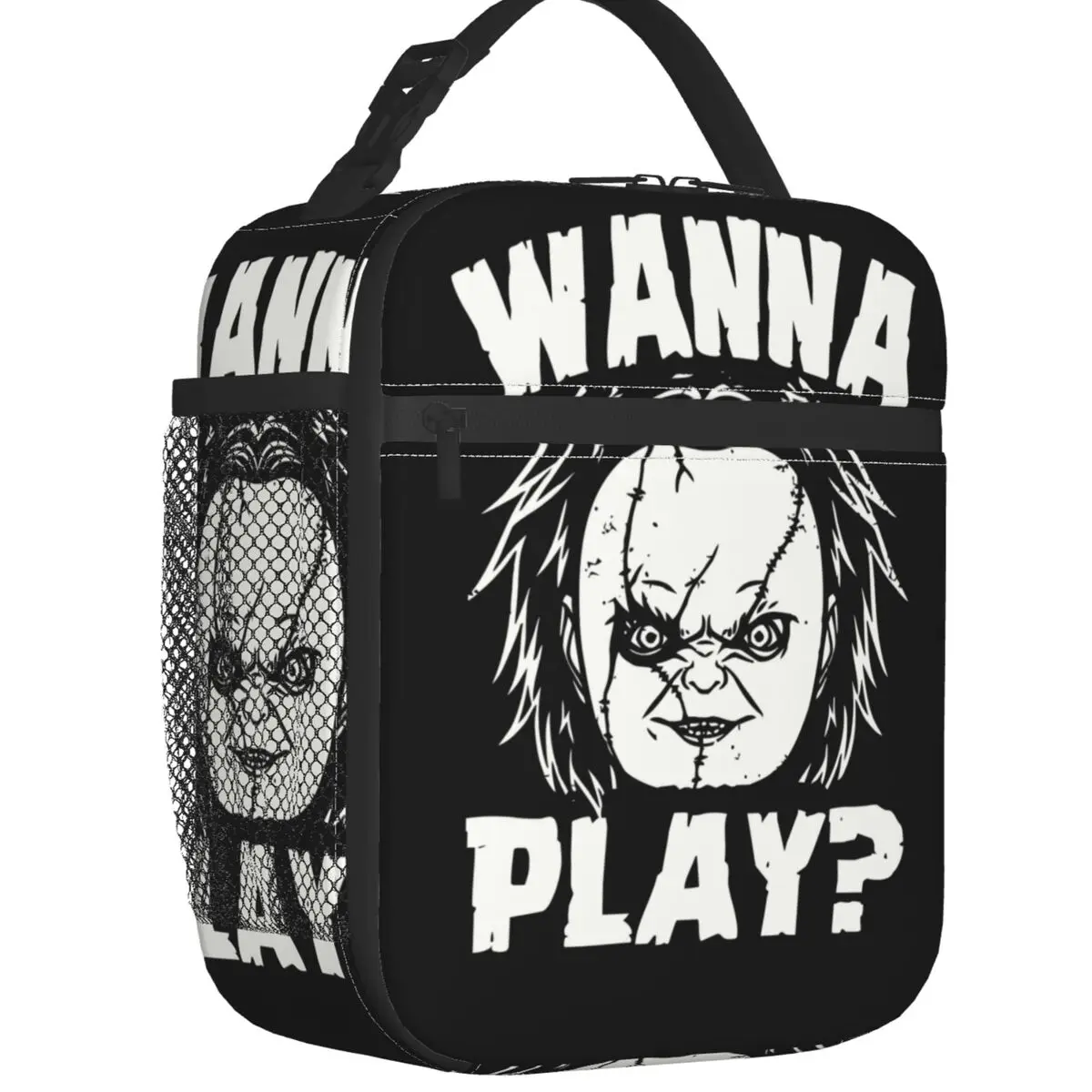 

Halloween Horror Movie Wanna Play Insulated Lunch Tote Bag for Women Chucky Doll Portable Thermal Cooler Bento Box Work School