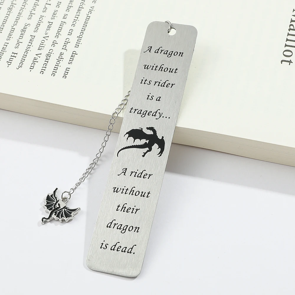 Fourth Wing Bookmark - Story Bookmark of the Dragon Knight Stainless Steel Pendant Bookmark Gothic Dragon Bookmark