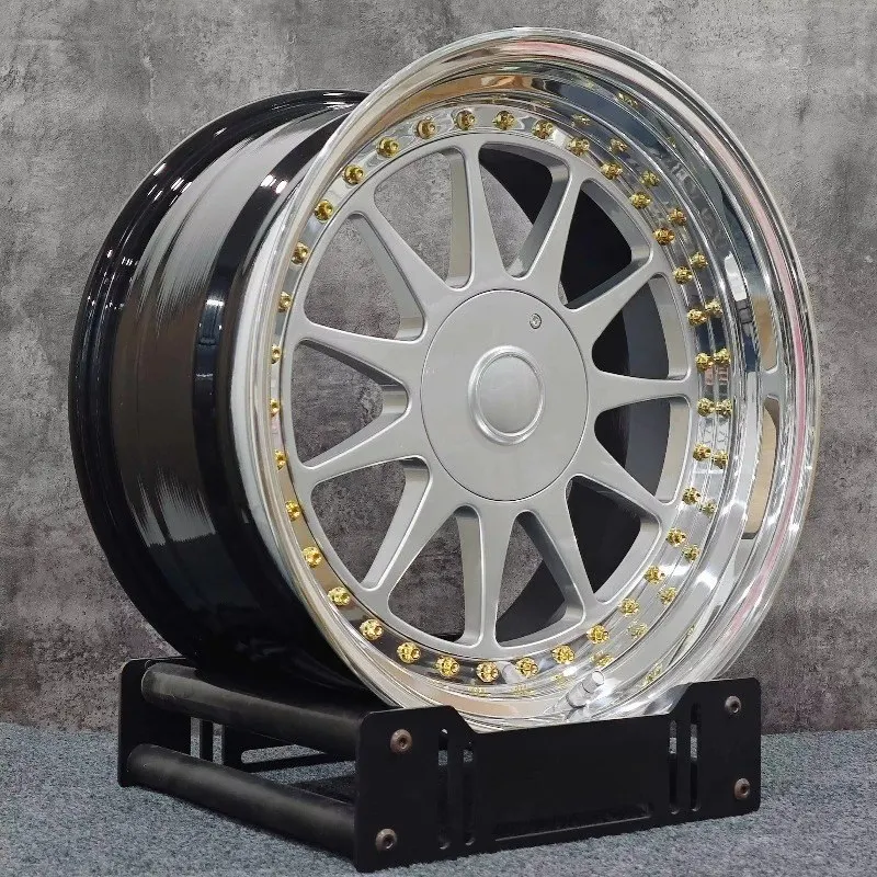 

3 Piece 5x120 Triple Step Lip Wheels 15 16 17 18 Inch Rims Alloy Silver Face Wheel Rim