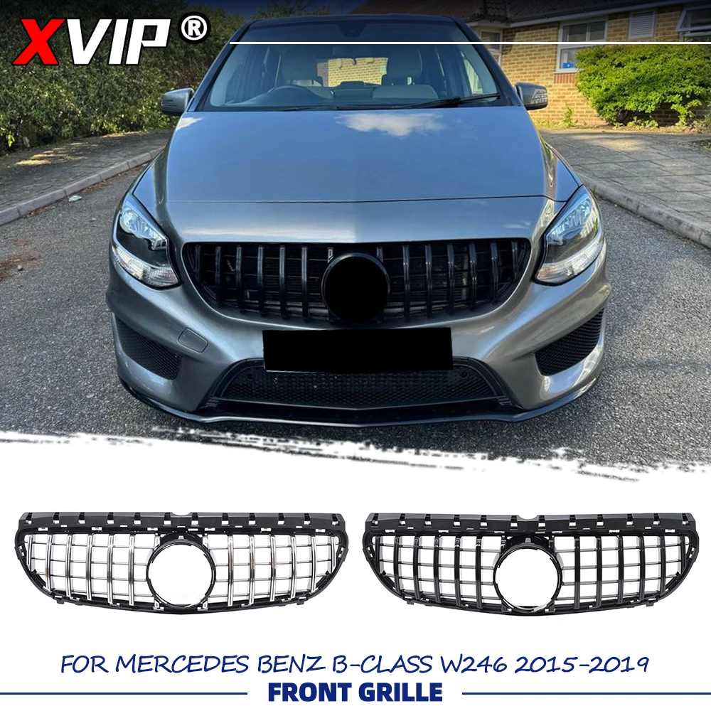 

XVIP Glossy Black GTR Style Racing Grille Silver Upper Grill Bumper Grill For Mercedes Benz B W246 2015-2019 B160 B180 B200 B250