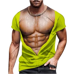 Funny 3D Muscle Print Vintage Man T-Shirt Gym Clothing Men Summer Streetwear Tee Tops Fashion Harajuku Short Sleeve Tee Shirt