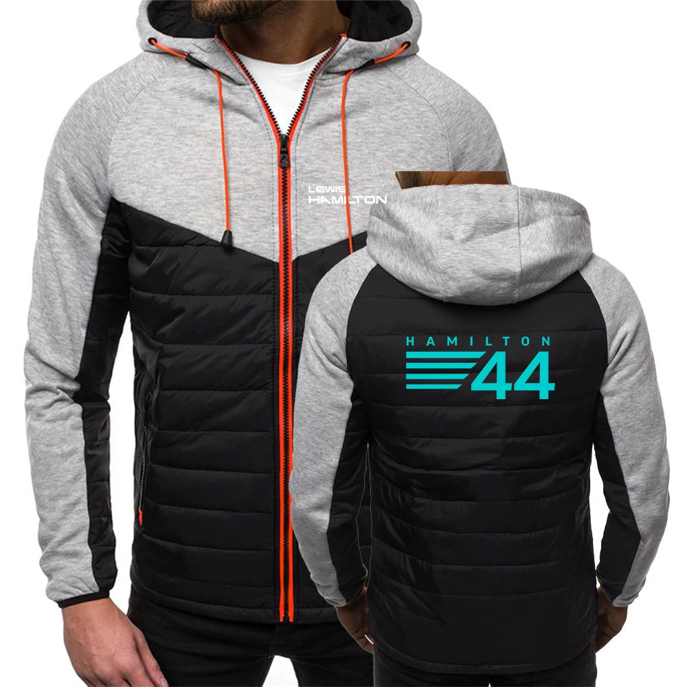 F1 Driver Lewis Hamilton Digital 44 Men's Fleece Hooded Stitching   Jacket New Winter keep warm Clothing Zipper Printing Coat view 2
