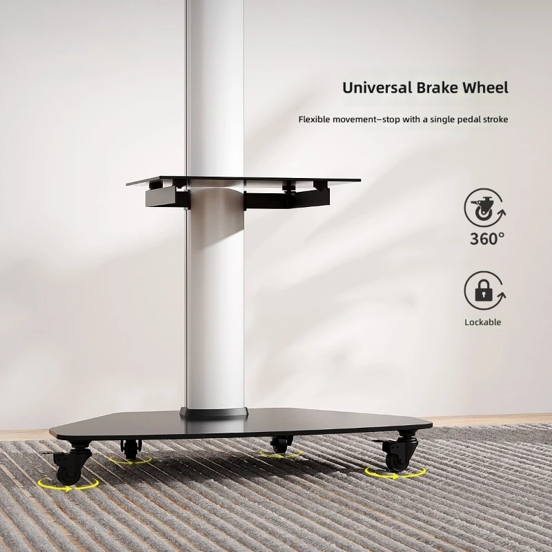 Aluminum material cart lifting universal wheel glass laminate TV can be moved - view 4