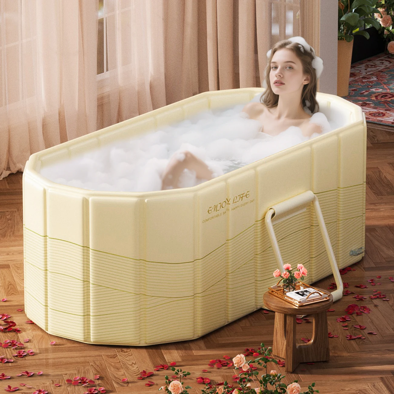 

1PC Portable Foldable Bathtub, Bathroom SPA Soaking Bath Tub,Collapsible Hot and Cold Bath Tub (Indoor & Outdoor Use)