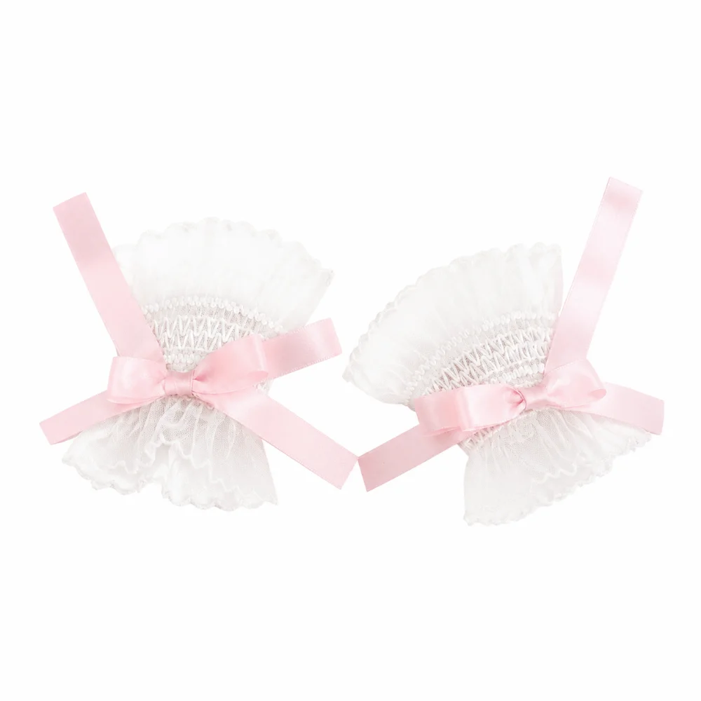 

Sweet Pleated Ruched Detachable Cuffs Y2K Hand Wrist Cuffs Lace Fingerless Gloves Bow Lace Wrist Sleeves Elegant Apparel