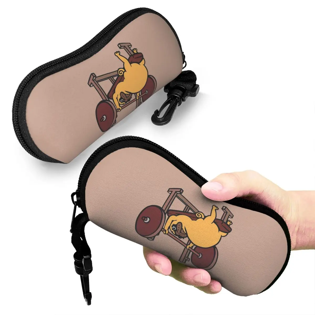 

Pug Bench Press Shell Glasses Case Protective Sunglasses Box Women Men Soft Eyeglass Bag Pouch