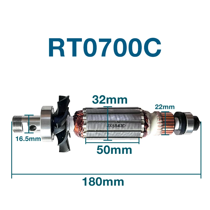 Woodworking Trimmer Armature for Makita RT0700C 518802-5 Woodworking Trimmer Armature Rotor Anchor Stator Coil Accessories