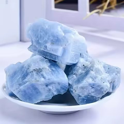 Natural Blue Calcite Rough Stone Quartz Crystal Cluster Rock Reiki Mineral Energy Stones Specimens Spiritual Healing Crystals