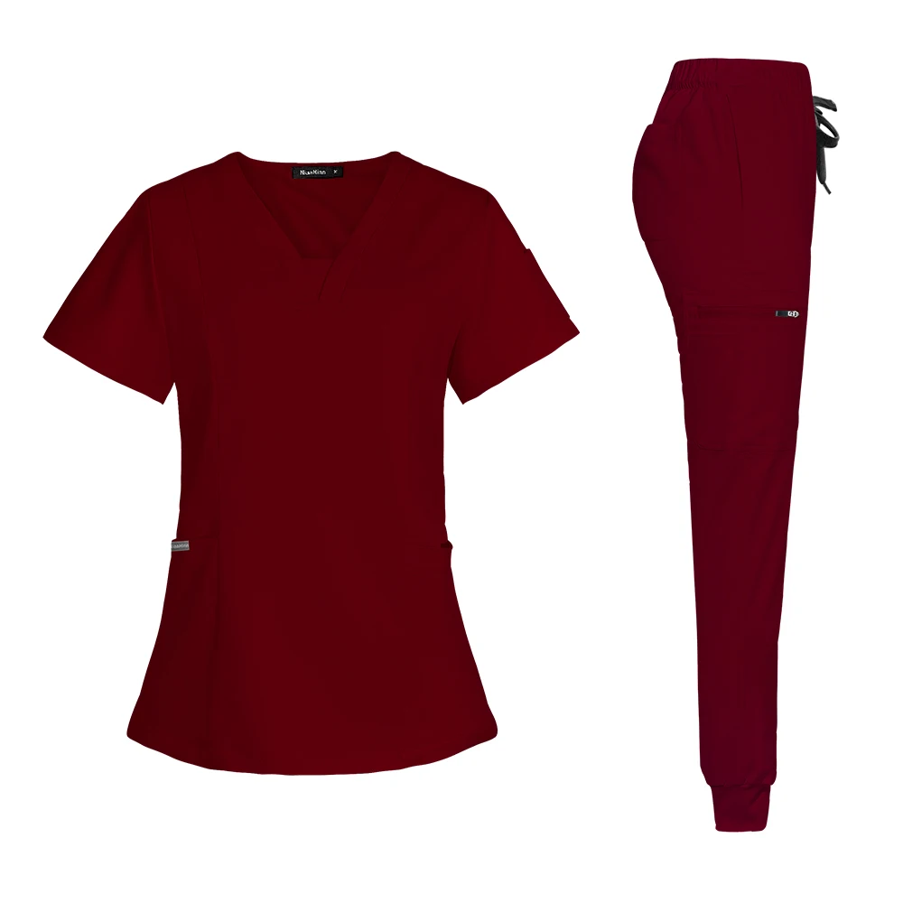 Frauen Scrubs Krankenschwester Zubehör Medizinische Uniform Unisex Slim Fit Komfort Klinische Frauen Operationssaal Arbeitsuniform Jogger Anzug – Detail 15