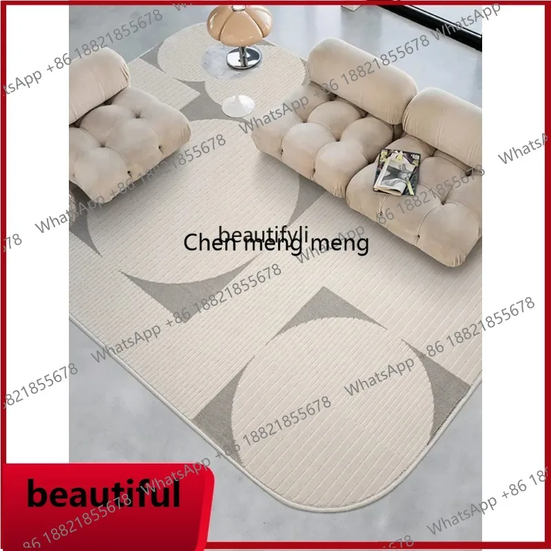 F132  Cream wind carpet, living room rounded corner rectangular coffee table blanket, light luxury and simple, bedroom bedside b