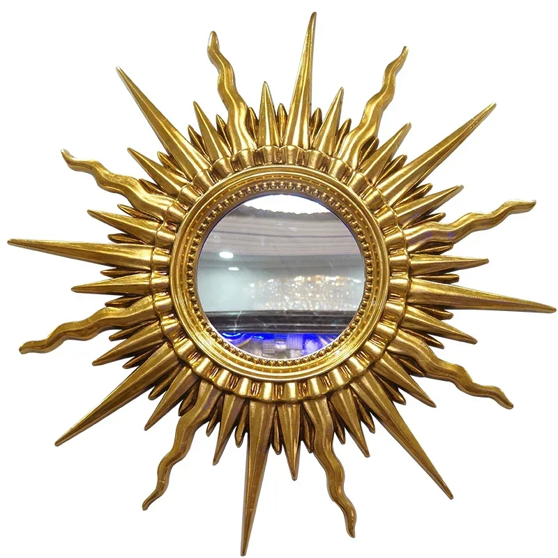 Modern Minimalist European Hanging Sun Mirror Wall Decor for Living Room Background Porch Fireplace Home Decorative Hanging Sun