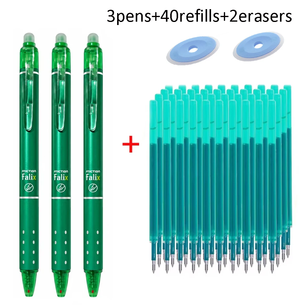 0,5 mm gelpennen met een drukmechanisme, die je kunt uitvegen, inclusief 40 navulpatronen en 2 gummen, met een afwasbare handgreep, geschikt voor school, kantoor en algemeen schrijfwerk.
