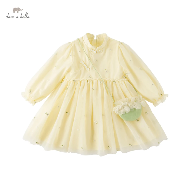 Dave Bella Spring Princess Baby Girl Dresses Toddler Baby Girls Long Sleeve Dress Baby Birthday Dress Party Dress DB1233509