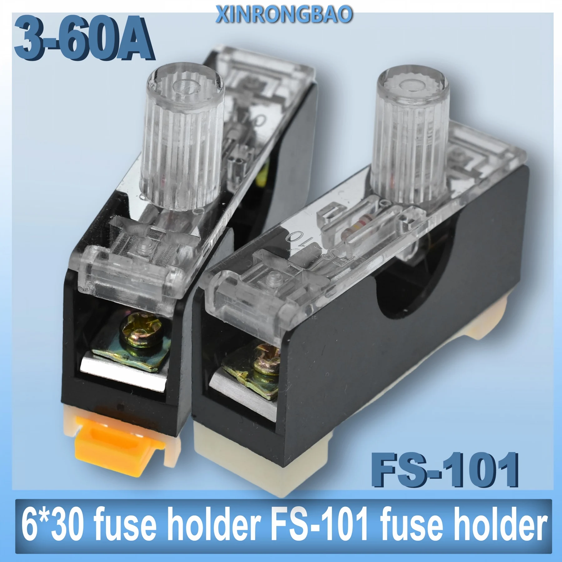 High quality 6X30mm 220V Glass Fuse Holder FS-101 Din Rail Mount Single Pole 6*30 Fuse Casing10A fuse holder with light fuse box