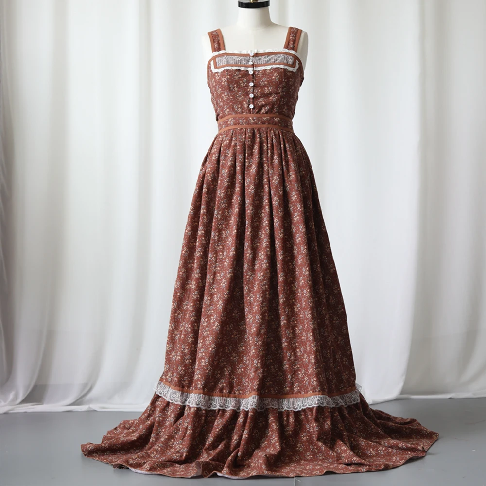 

Vintage Floral Maternity Maxi Dresses Pregnancy Photoshoot Pastoral Empire Waist Sweet Strapless Linen For Women Baby Show Gowns