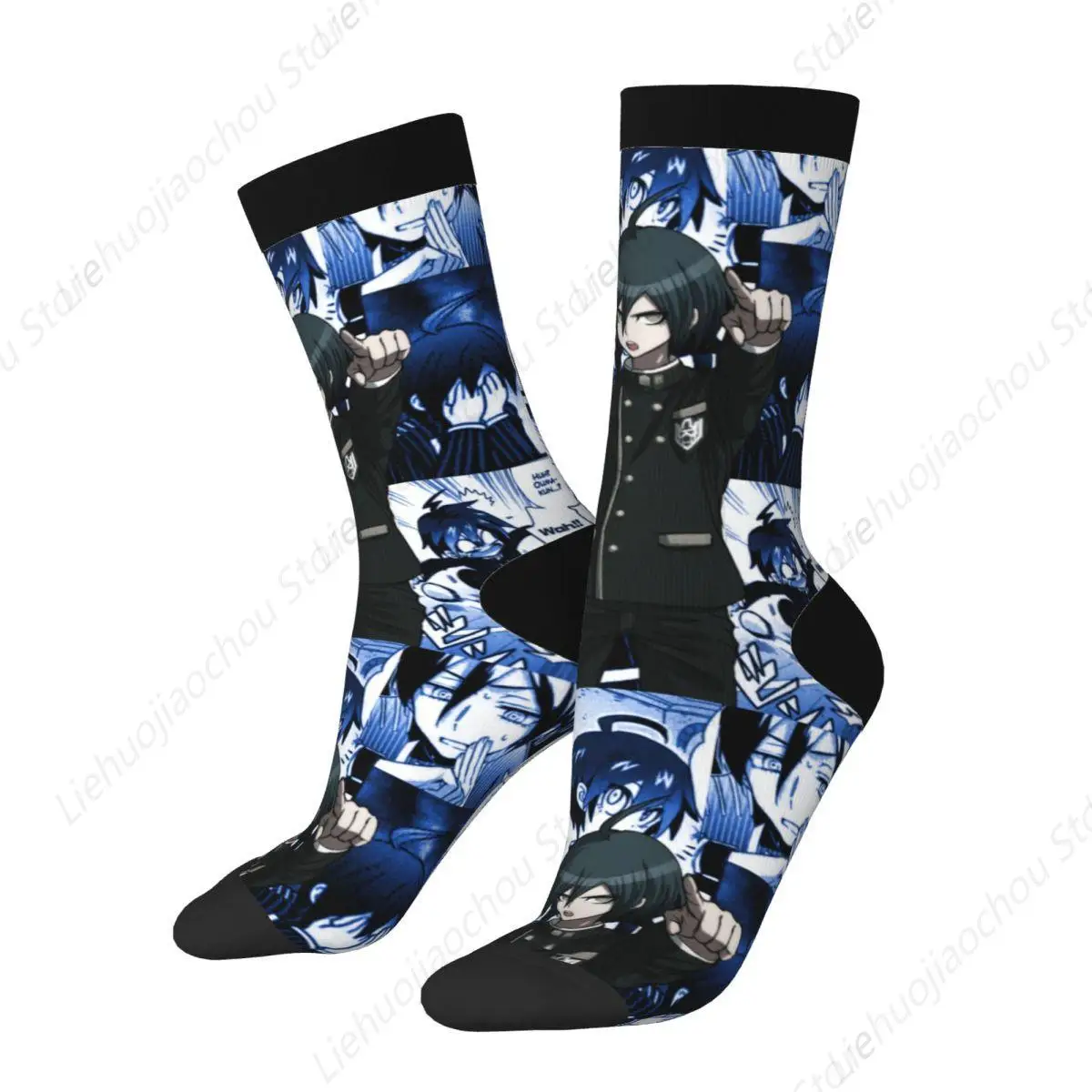 New Men's Socks Shuichi Saihara Manga Collage Classic T-Shirt Sock Polyester Danganronpa Manga Anime Women Socks Spring Winter