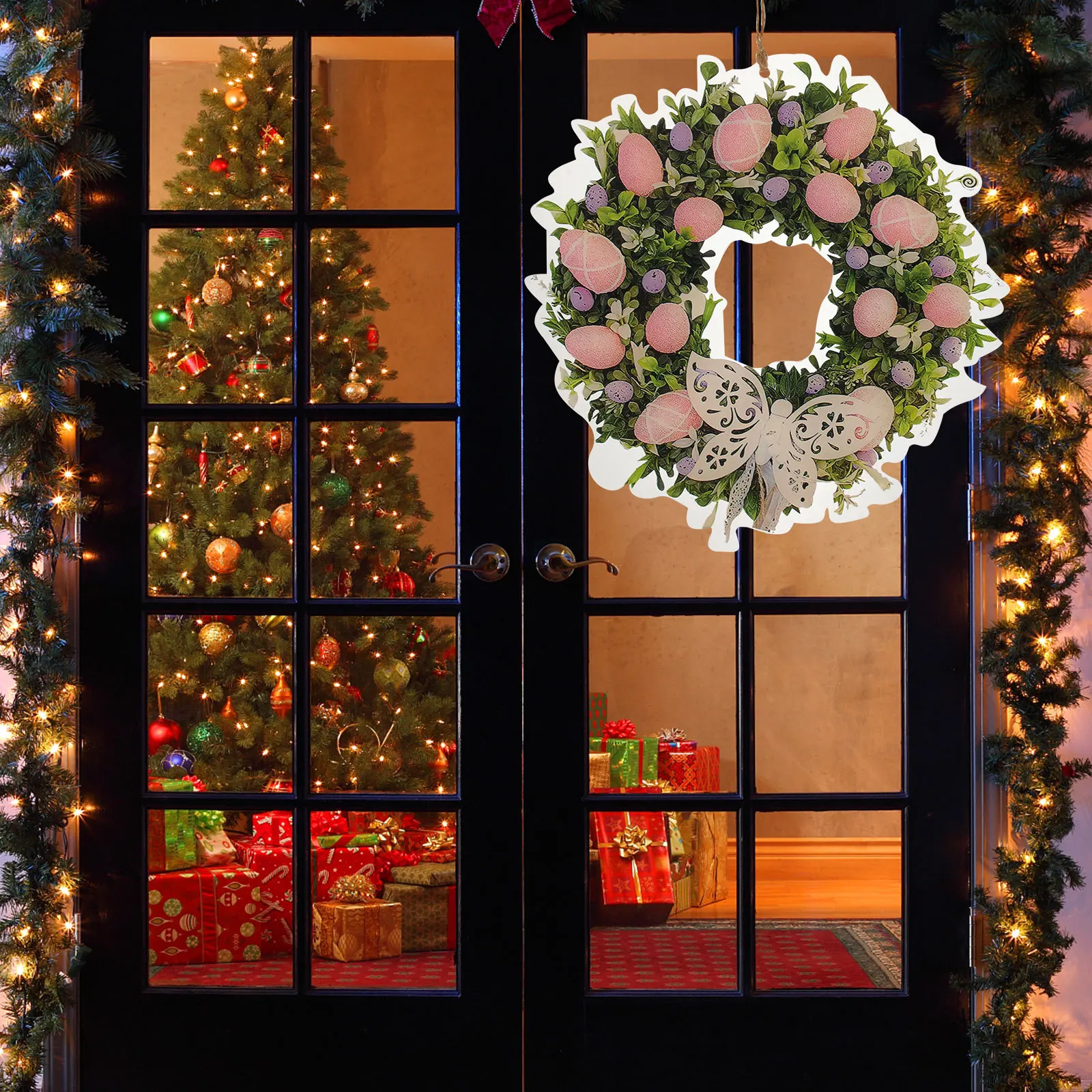 

Household Easter Door Hanging Wreath Acrylic Mini Artificial Easter Egg Wreath Decor Indoor Outdoor Wedding Spring Party