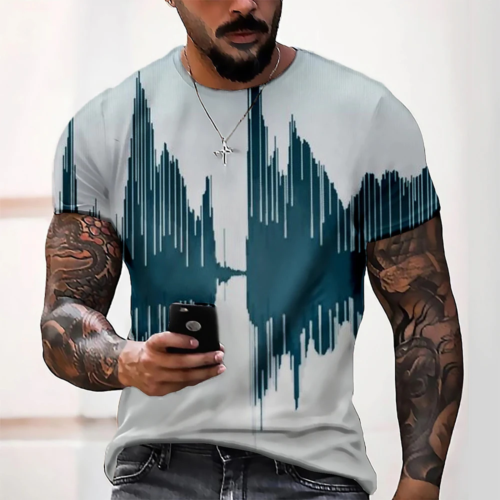 Men's T Shirt Graphic 3d Neck Black White Stripes Oversized Clothing Casual Daily Streetwear Short Sleeve Clothing Apparel 2023