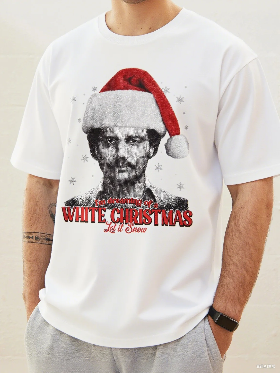 

Уникальная рождественская хлопковая футболка Santa Hat Guy I'm Dreaming of A White Christmas Print for Festive Vibes Новое поступление футболки S-4XL