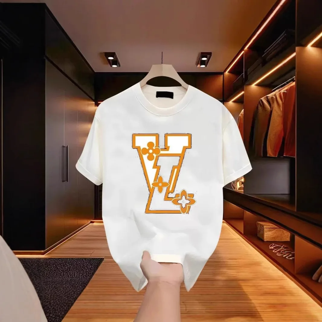 Camiseta de algodón puro para hombre, camiseta básica de manga corta de marca a la moda de verano, camiseta transpirable cómoda con cuello redondo