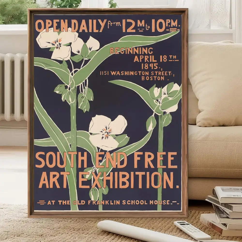 Art Nouveau HD Wall Art Poster Vintage South End Free Art Exhibition Trendy Retro Home Decor Living Room Bedroom Print Wall Art