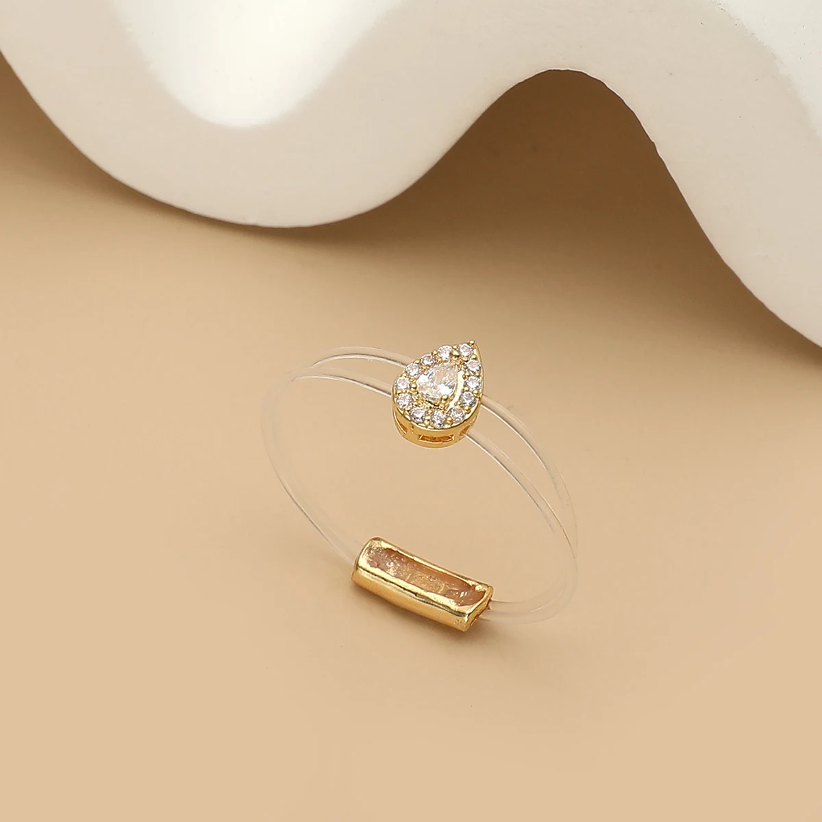 2024 New Women\'s Ring Classic Fashion Water Drop shaped Transparent Thread Invisible Ring Party Festival Women\'s Jewelry