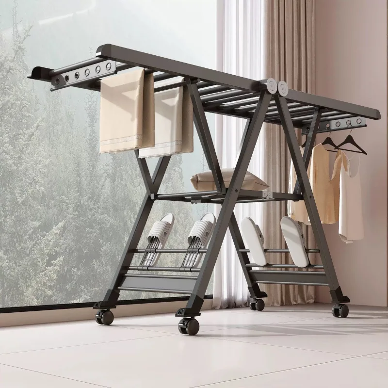 

Clothes drying rack floor-to-ceiling folding household indoor balcony baby cool hanging hanger artifact thickened
