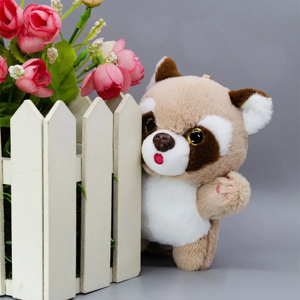 Llavero de peluche de mapache, animales de peluche, exquisito colgante de felpa de mapache, lindo llavero de Animal relleno Kawaii, colgante de bolso
