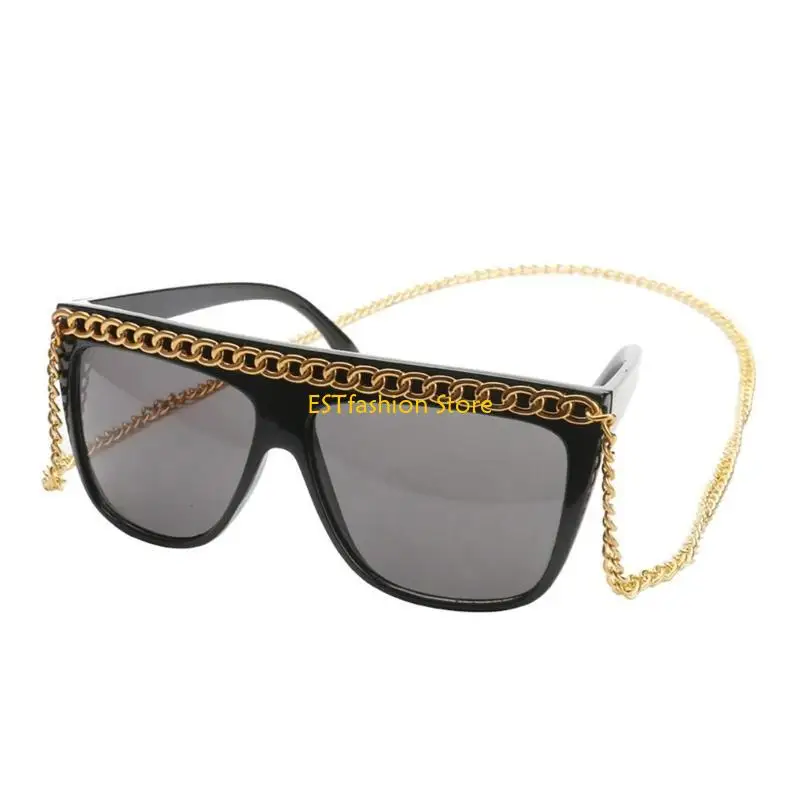 

Y5GC Новинка, солнцезащитные очки для косплея, очки с золотой цепочкой, очки для Хэллоуина, аксессуары для мужчин и женщин, для