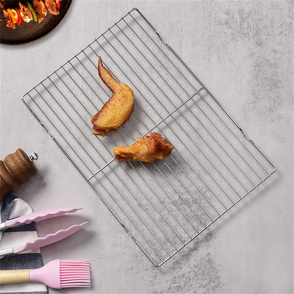 Bbq Grill Meshes Grid Rounded Corners Design Rust-proof Sturdy Strong Bearing Capacity Kitchen Tools Baking Tray Wrinkling Feet