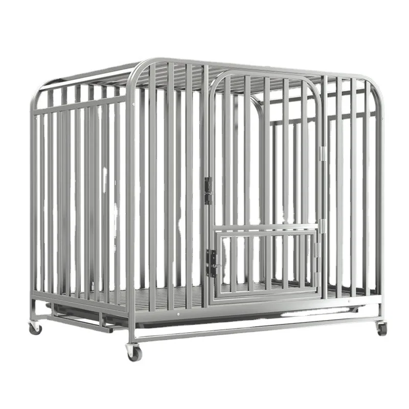 Dog Cage, Stainless Steel Full Tube Dog Cage Large Dog Medium Dog Edge Shepherd Samoyed Husky Labrador
