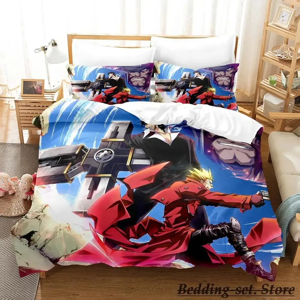 

TRIGUN STAMPEDE Bedding Set Single Twin Full Queen King Size Bed Set Aldult Kid Bedroom Duvetcover Sets Anime parure de lit Bed