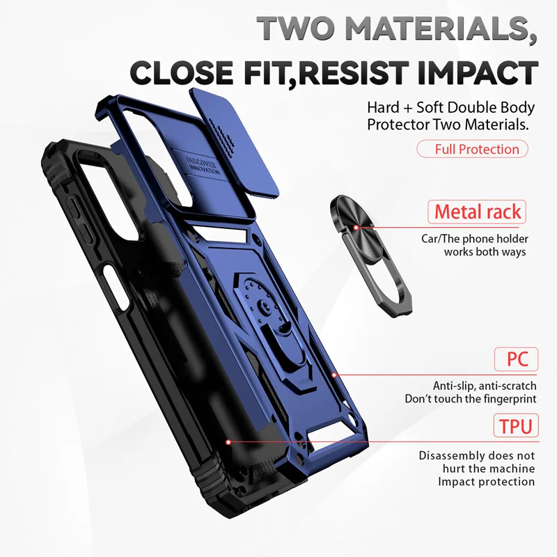 Etui Armor Shockproof Magnetic Ring Stand Holder Case do Samsung Galaxy A55 A54 A53 A52 A53 A34 A05 Lens Cover 360° obrotowy wspornik