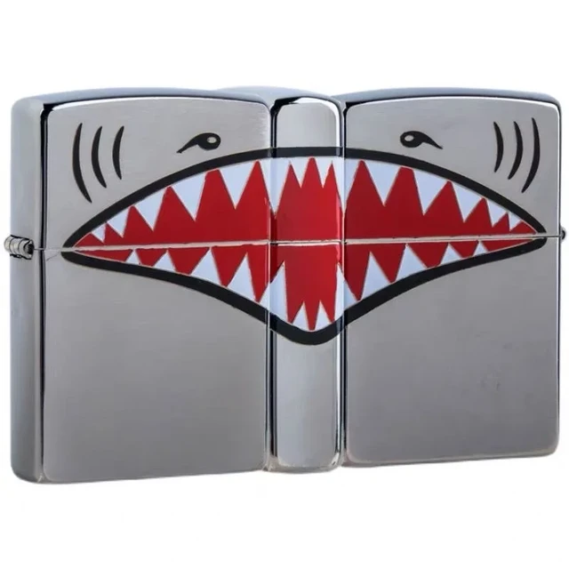 Zippo lighter Siver Shark Pattern Windproof Collection in box - AliExpress