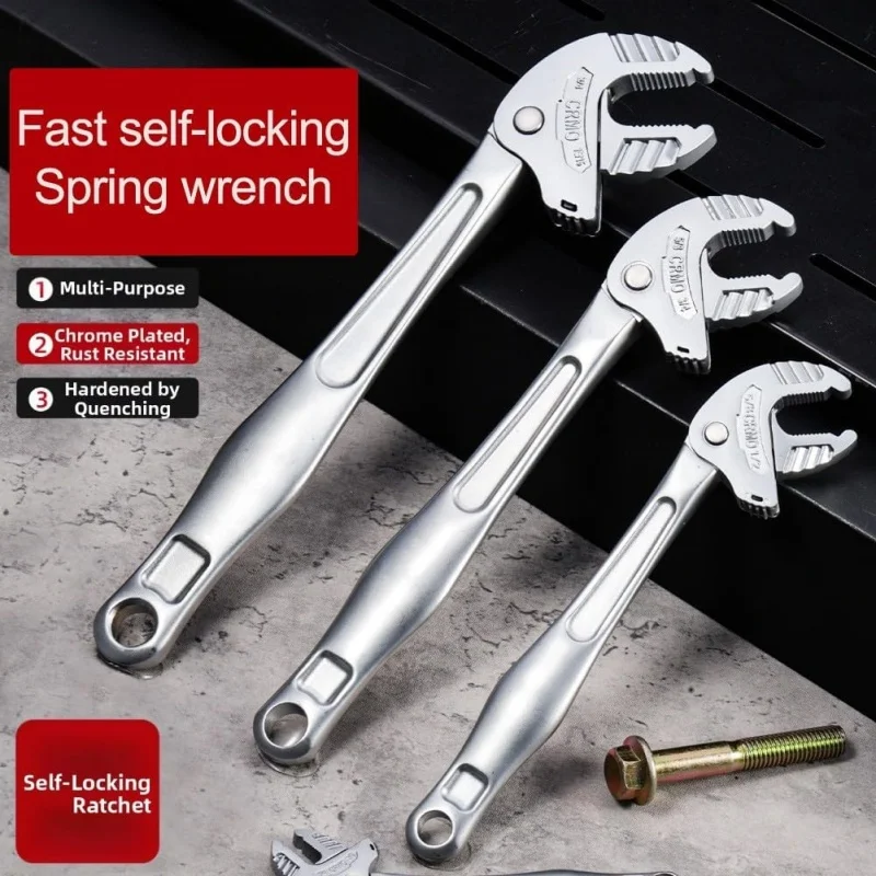 Self-Adjusting Adjustable Wrench, Quick Auto Ratchet Pipe Wrench, Multifunctional Open End Spanner for Mechanics & DIY Repair