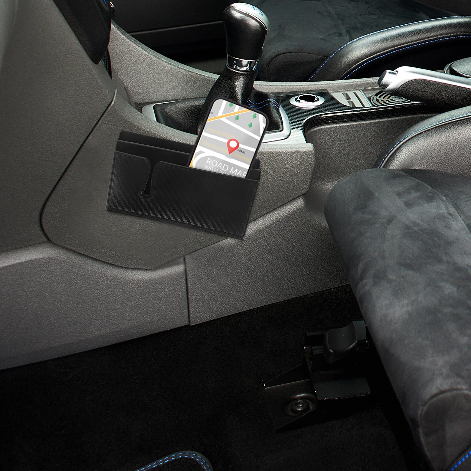 

Car Storage Box Double Layer Large Self-Adhesive Dashboard Armrest Door Pocket Black Portable Organizer Phone Cash Card Holder