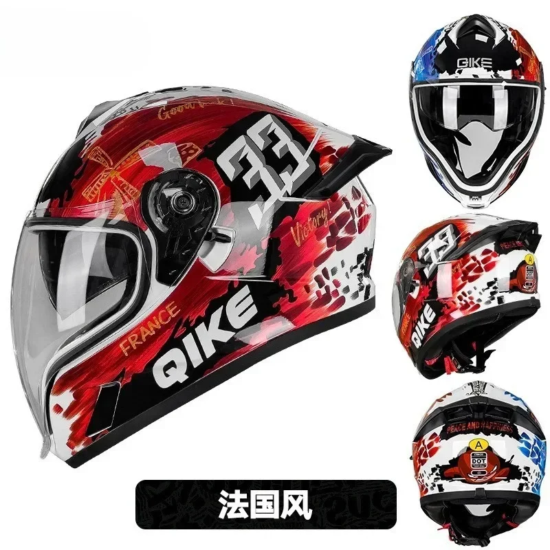

QiKe Full-Face Motorcycle Helmet – Unisex Design with Dual Lens & Aerodynamic Spoiler