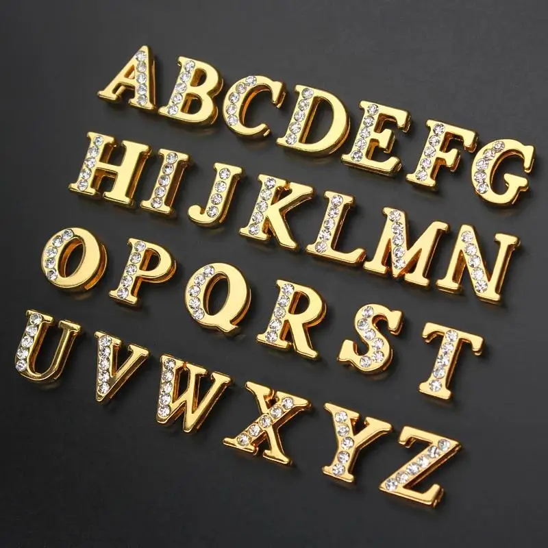 Wholesale 260PC/lot Hole 8mm Slide Letter A-Z English Alphabet Alloy DIY Slide Charm Fit For 8MM Keychains Wristband Bracelet