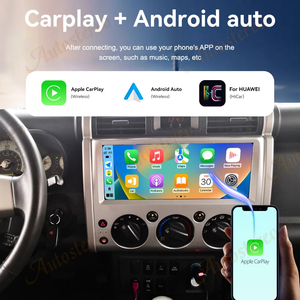 12.3 Inch Android 14 For Toyota Cruiser 2008-2015 Car Multimedia Player GPS Navigation Auto Radio Tape Recorder Head Unit Stereo