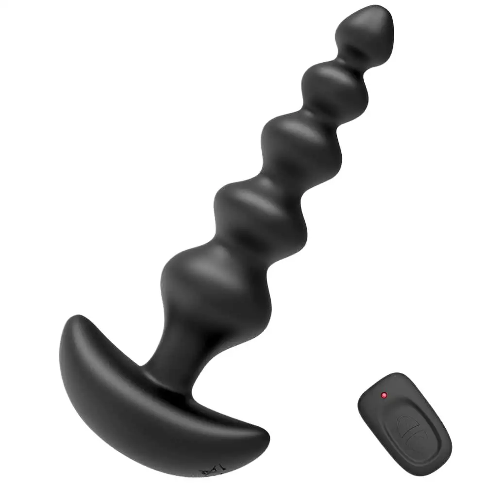 Vibrating Anal Beads Butt Plug Silicone G Spot Vibrator with 16 Vibration Modes Wireless Remote Control Graduated 5 Ball Anal S