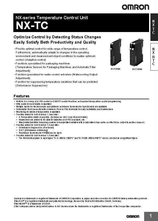 OMRON NX-Series Authentic Original Temperature Control Unit - NX-TC3406 TC3405 TC3407 2405 2408 3408 2406 for Industrial Use