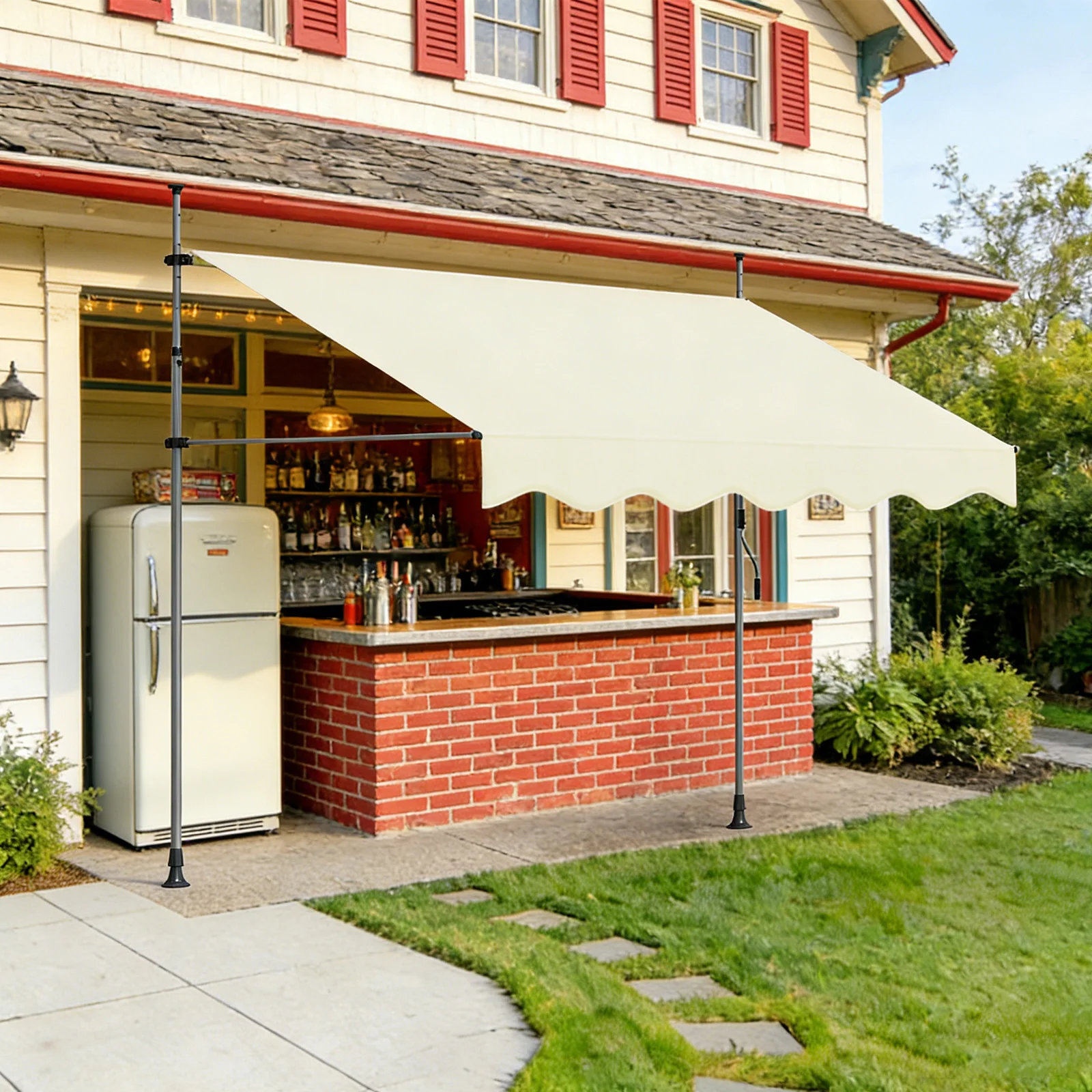 Toldo retráctil manual - Efecto de sombreado ajustable - Toldo de patio con manivela - Apto para balcones, patios, cafeterías.