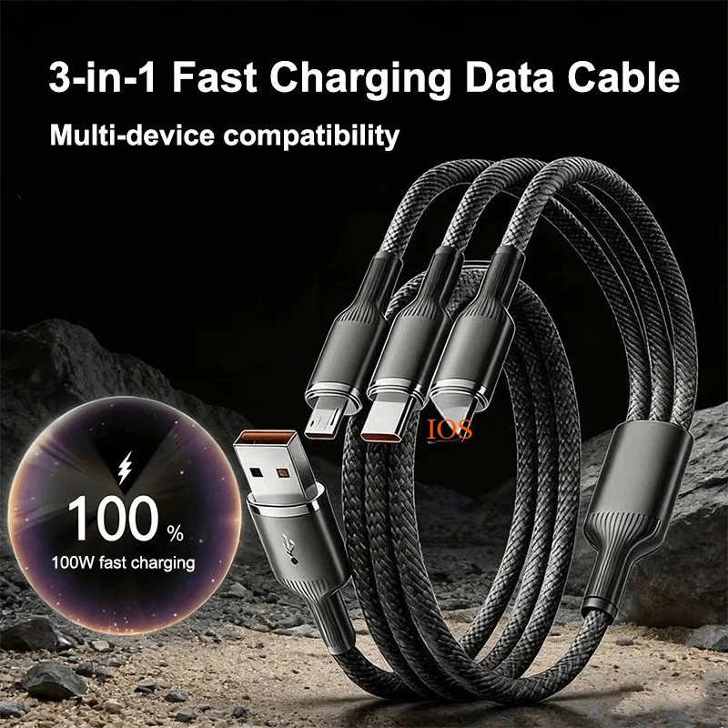 Schnellladekabel USB Typ C Lade- und Datenkabel 3-in-1 Ladekabel für Xiaomi Huawei Samsung OPPO Ladegerät für Mobiltelefon und Tablet – Detail 1