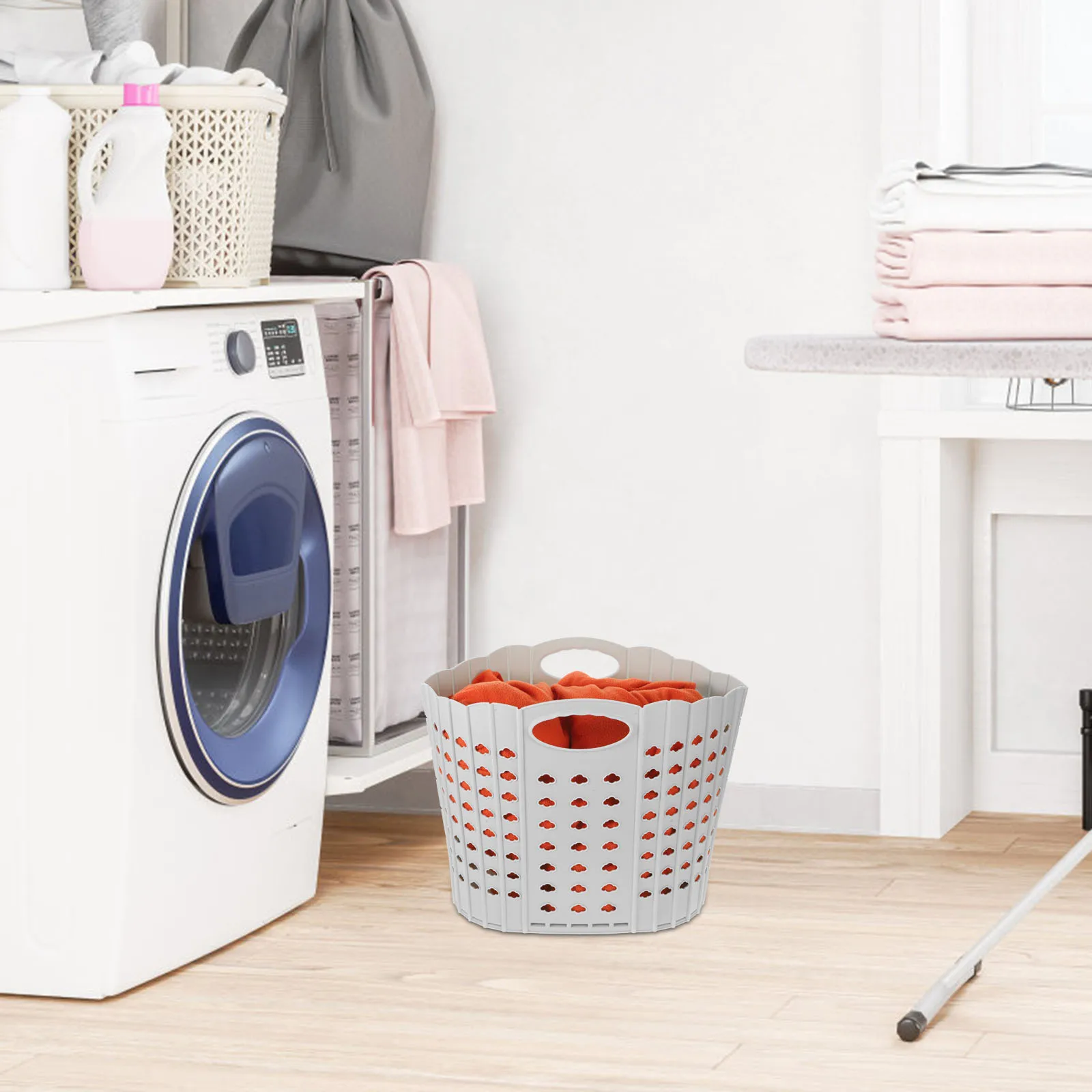 

Folding Portable Dirty Clothes Basket Hamper Laundry Containers Small Plastic Pp Storage Baby