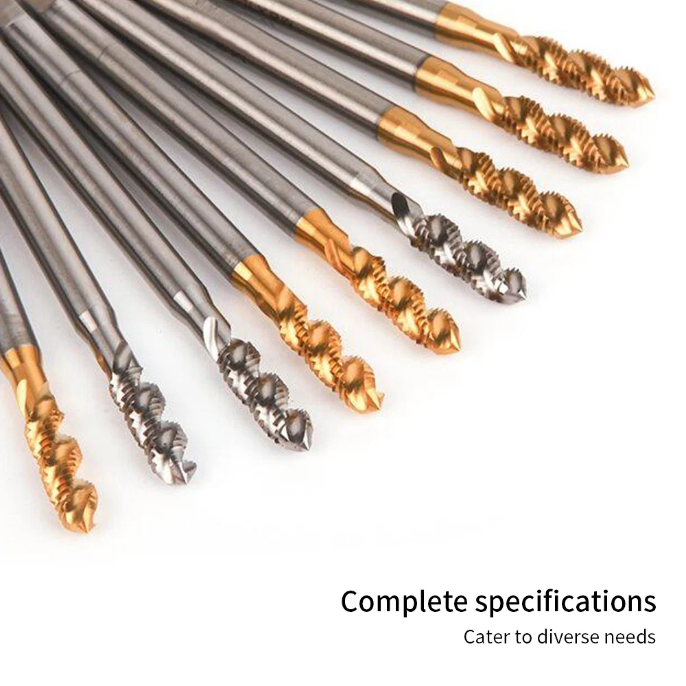 

Спиральные метчики с титановым покрытием, удлиненные, из полностью шлифованной быстрорежущей стали, с длинным хвостовиком: M2, M2.5, M3, M4, M5, M6, M8, M10, M12