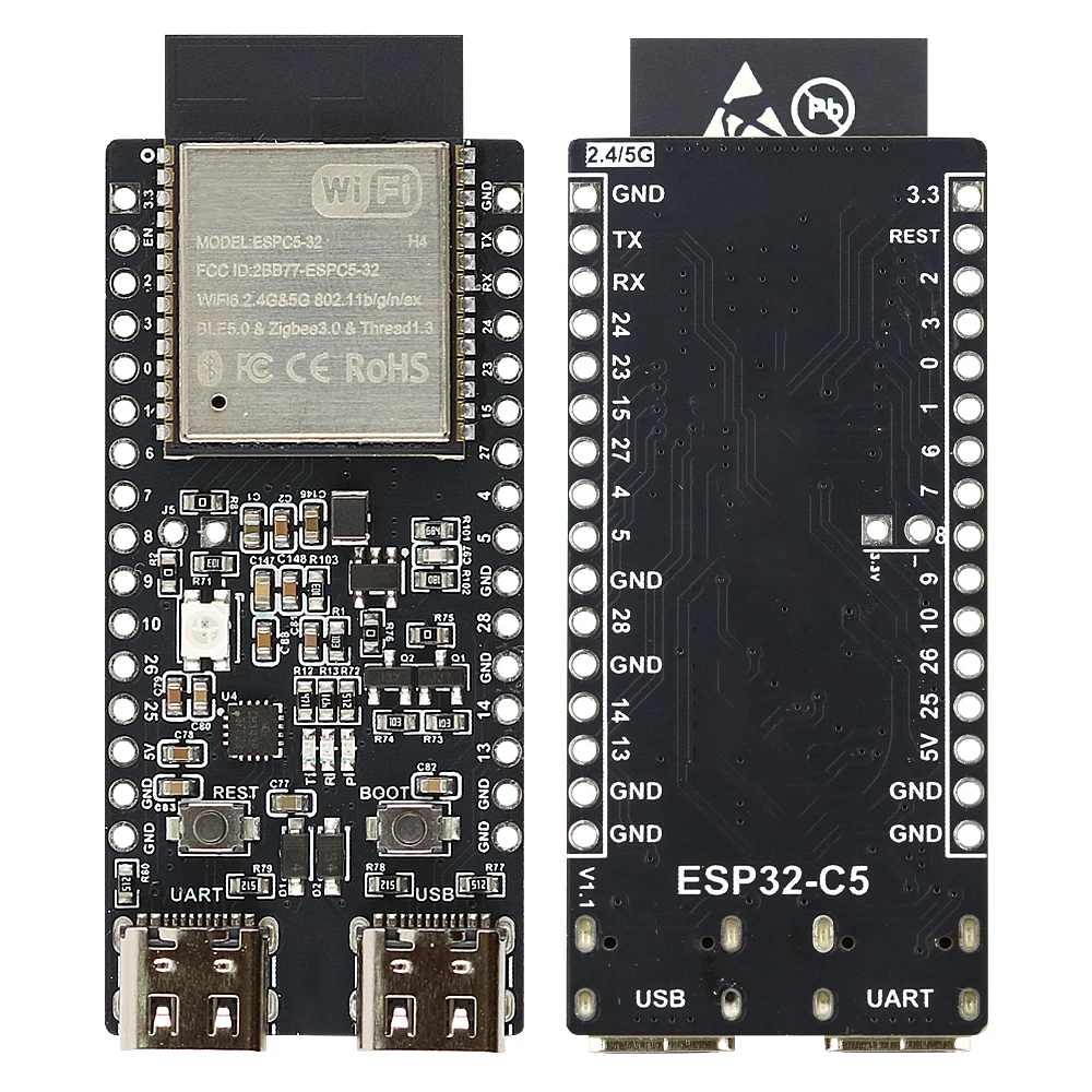 ESP32 C5 Development Board Dual-frequency 2.4G and 5GHz WiFi Module ESP32-C5-DevKitC-1 N4 4MB Flash WIFI6 CH343 32PIN TYPE-C