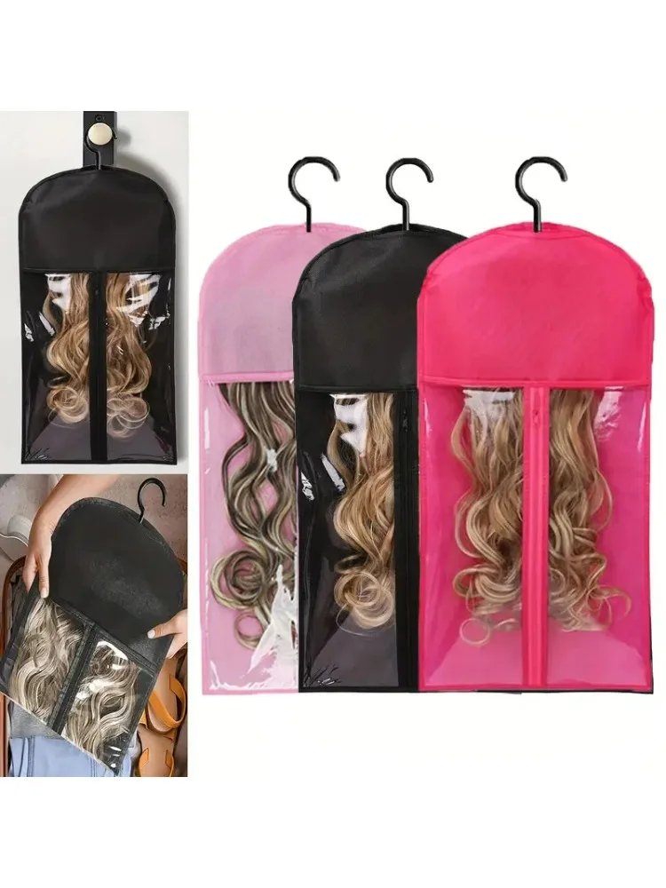 Aufbewahrungstaschen, Haken, transparent, staubdicht, tragbares Design für den Heimgebrauch im Salon, hält mehrere Perücken, Wandmontage-Werkzeugzubehör