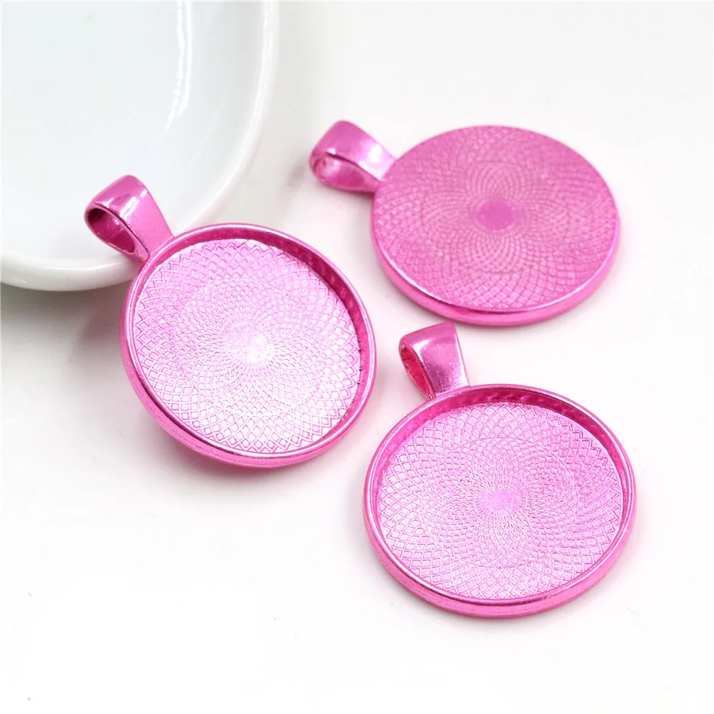 New Colors High Quality 5pcs/lot 25mm Inner Size 8 Colors Plated Cabochon Base Setting Charms Pendant Tray for Necklace