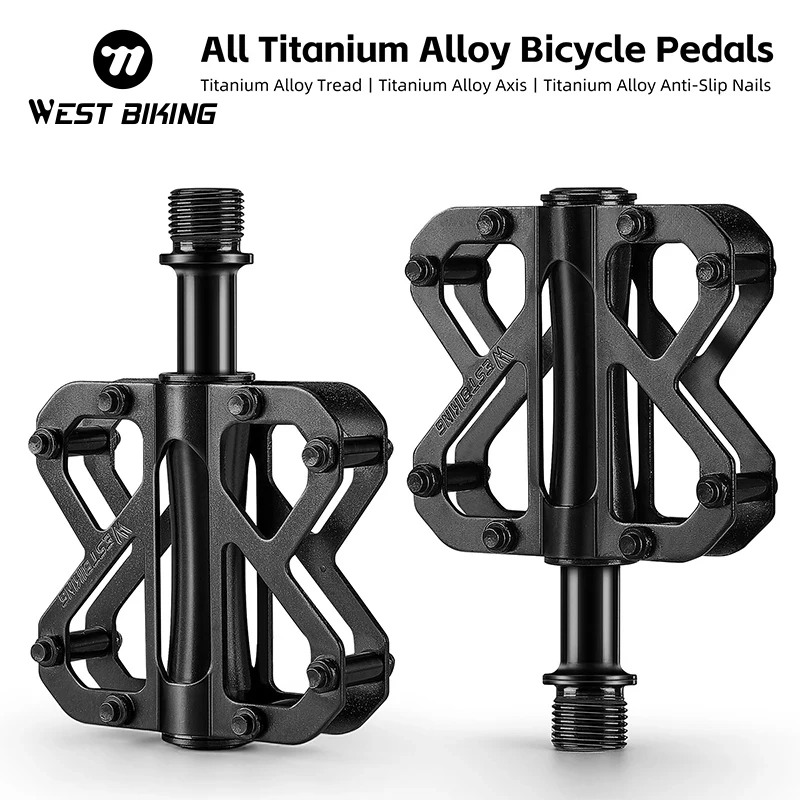 WEST BIKING Ultralight All Titanium Alloy Bicycle Pedals Non-Slip Road Mountain MTB 3 Bearing Bike Pedal Bicycle Accessories